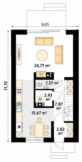 Rzut projektu Jarzębina W (CE) - parter