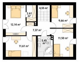Rzut projektu Jeżyna (CE) - poddasze