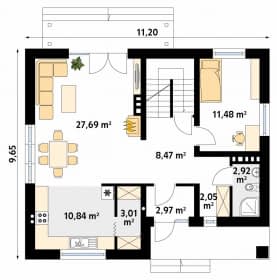 Rzut projektu Indygo 4 (CE) - parter