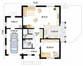 Rzut projektu Boguśka dr-T (DR-T) - parter