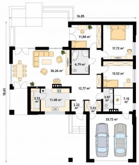 Rzut projektu Antracyt (CE) - parter