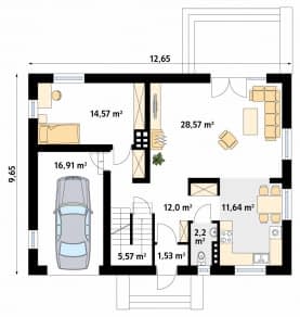 Rzut projektu Carmen 3 (CE) - parter
