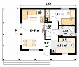 Rzut projektu Jaśmin dr-S (DR-S) - parter