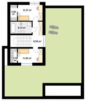Rzut projektu Justa 2 (SL) - poddasze