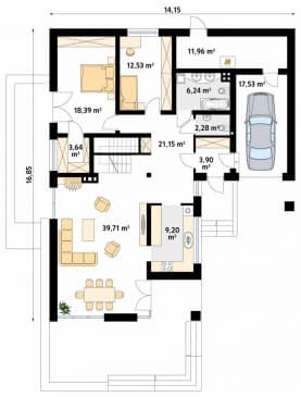Rzut projektu Neptun 6 (CE) - parter