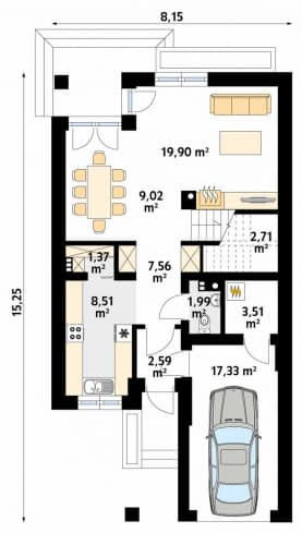 Rzut projektu Limba W (CE) - parter