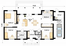 Rzut projektu Borówka 4 bal (BAL) - parter