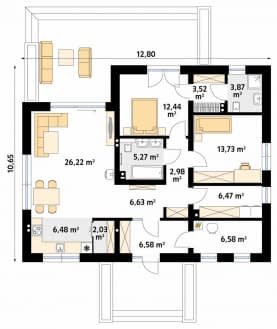 Rzut projektu Aruba 2 (SI) - parter