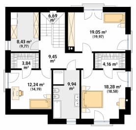Rzut projektu Mops (PH) - poddasze