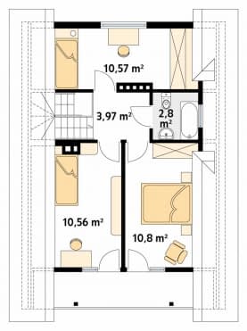 Rzut projektu Takt 4 (Y) - poddasze