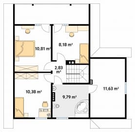 Rzut projektu Jaśmin 3 dr-S (DR-S) - poddasze