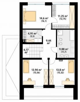 Rzut projektu Marcepan (CE) - poddasze