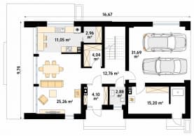 Rzut projektu Pogodny 3 (CE) - parter