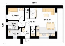Rzut projektu Malutki 8 (KO) - parter