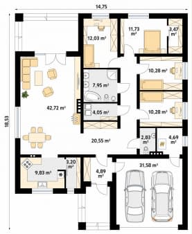Rzut projektu Decyma 9 (CE) - parter