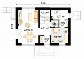 Rzut projektu Bez (KO) - parter