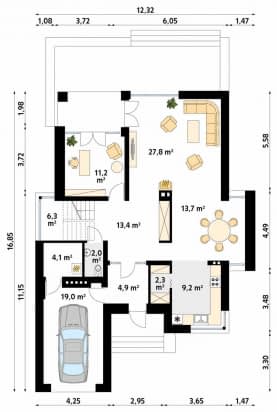 Rzut projektu Alabaster (CE) - parter