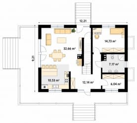 Rzut projektu Jagodowy dr-S (DR-S) - parter