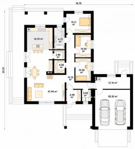Rzut projektu Optima (CE) - parter