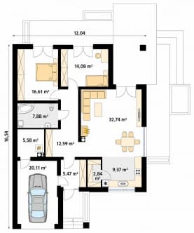 Rzut projektu Ariel 2 (KO) - parter