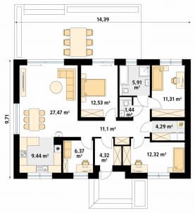 Rzut projektu Gwiazdka 5 (CE) - parter