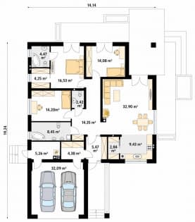 Rzut projektu Ariel 4 (KO) - parter