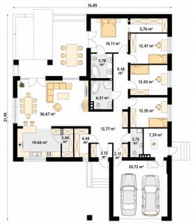 Rzut projektu Ambrozja 16 (CE) - parter