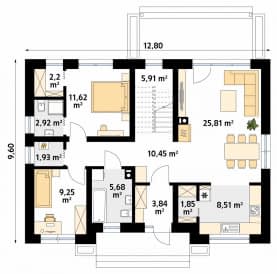 Rzut projektu Awokado 5 (CE) - parter