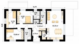 Rzut projektu Paproć 4 (CE) - parter