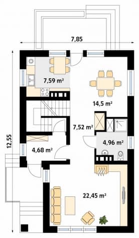 Rzut projektu Agawa (CE) - parter
