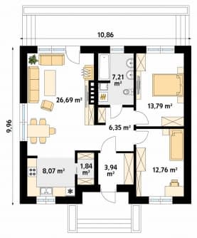 Rzut projektu Fistaszek (KO) - parter