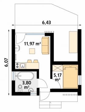 Rzut projektu Szyszka 3 dr-S (DR-S) - parter
