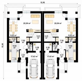 Rzut projektu Turkusowy (CE) - parter