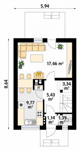Rzut projektu Mini 2 (KO) - parter