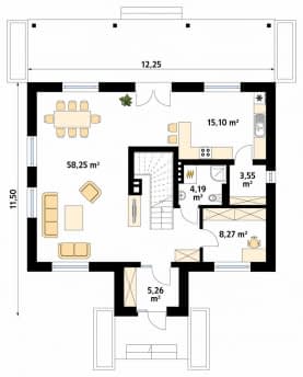 Rzut projektu Poziomkowy (CE) - parter