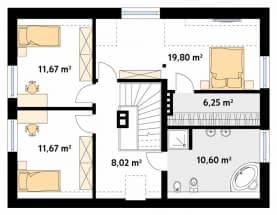 Rzut projektu Poziomkowy (CE) - poddasze