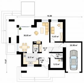 Rzut projektu Andante (CE) - parter