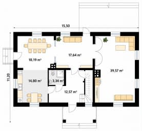 Rzut projektu Świt 2 (CE) - parter