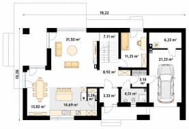 Rzut projektu Słoneczny 3 (CE) - parter