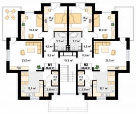 Rzut projektu Lazur (CE) - poddasze