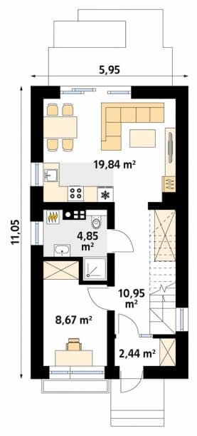 Rzut projektu Juka W (CE) - parter