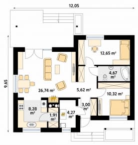 Rzut projektu Mak (CE) - parter