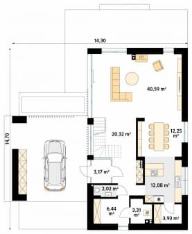 Rzut projektu Platan 2 (CE) - parter
