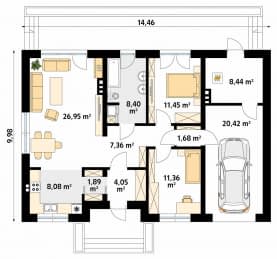 Rzut projektu Fistaszek 3 (KO) - parter