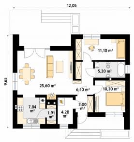 Rzut projektu Mak 2 (CE) - parter