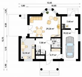 Rzut projektu Orlik 2 (CE) - parter