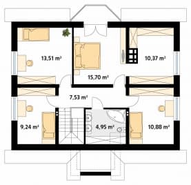 Rzut projektu Orlik 2 (CE) - poddasze