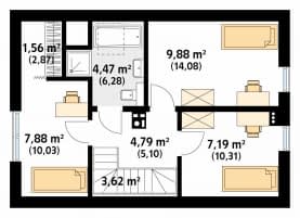 Rzut projektu Lisek 2 (CE) - poddasze