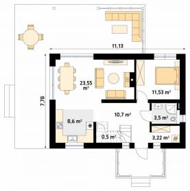 Rzut projektu Aksamitka (KO) - parter