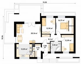 Rzut projektu Atalia (CE) - parter
